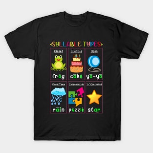 Reading Teacher Reading Specialist Phonics Syllable Types T-Shirt